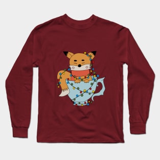 Festive Fox Glow: Christmas Lantern Garland Charm Long Sleeve T-Shirt